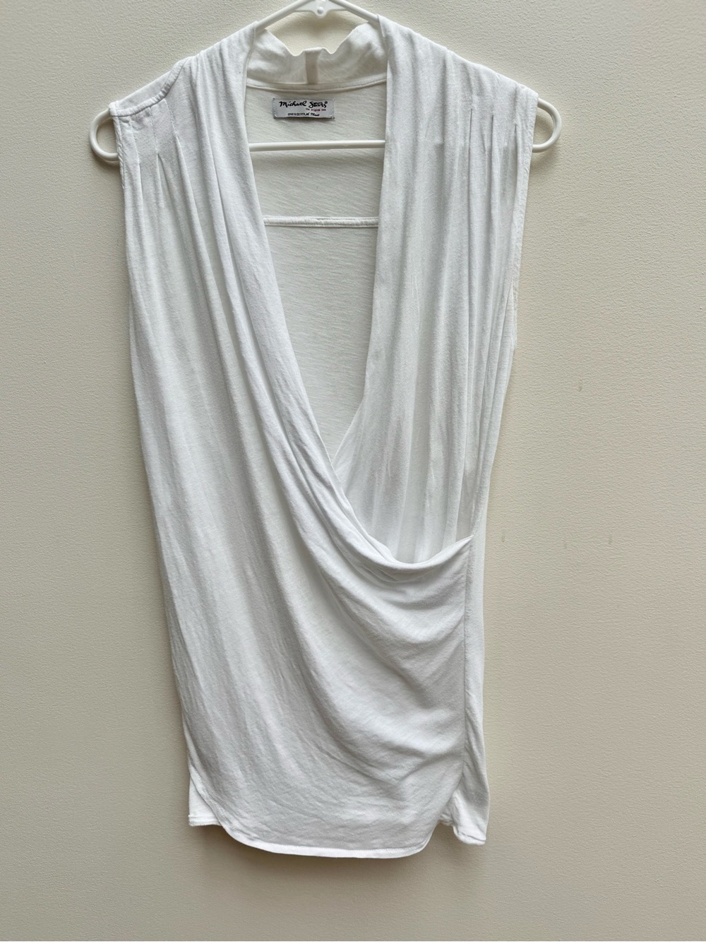 Michael Stars White Draped Sleeveless Top